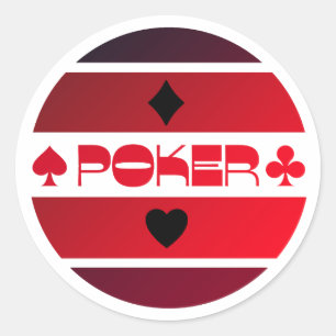 Poker logo inverse red black label letter sticker