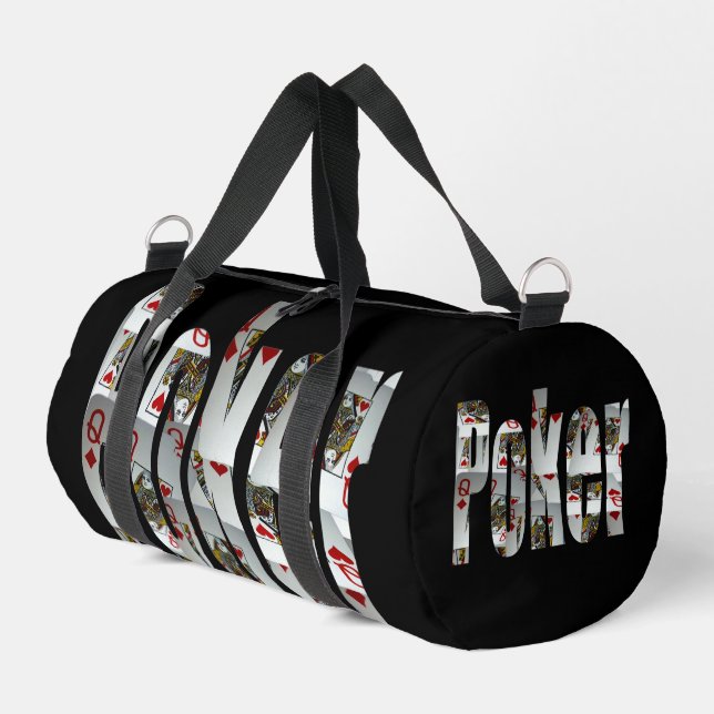 Poker Logo Made With Queens, Duffle Bag (Left Corner)