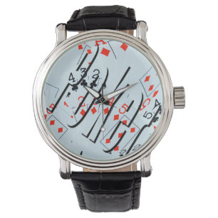 Poker Logo On Card Deck, Mens Leather Watch, Watch