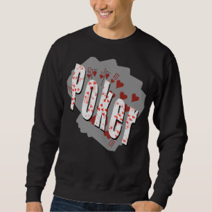Poker Logo With Hearts Straight Flush Background, Sweatshirt