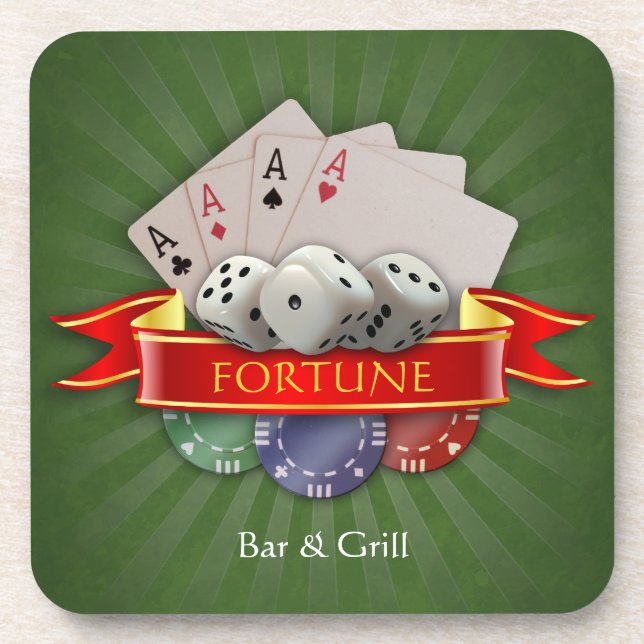 Poker Mania - Cards, Dices, Chips Coaster (Front)