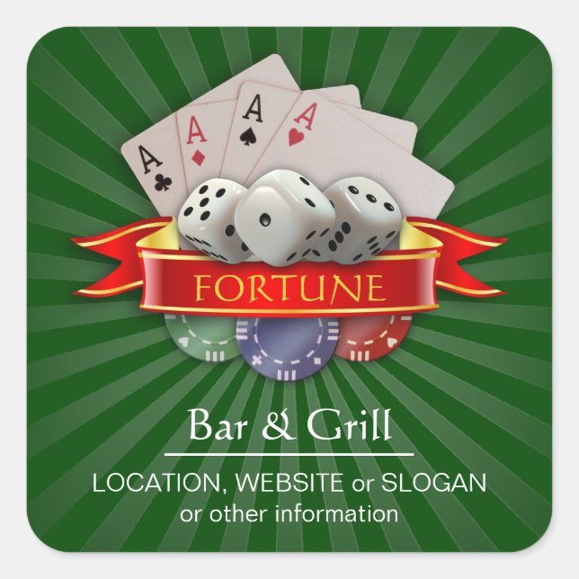Poker Mania Personalised Square Sticker (Front)