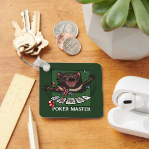 Poker Master Royal Flush Tasmanian Devil Cartoon  Key Ring