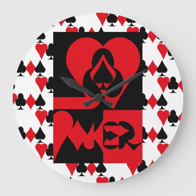 POKER NEW ORIGINAL pixelat by Masanser Large Clock (Front)