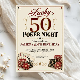 poker night adult birthday invitation