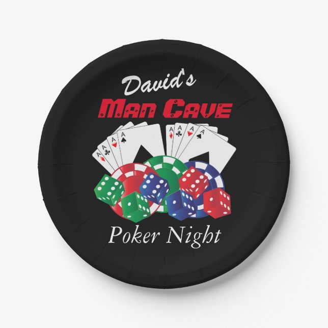 Poker Night at the Man Cave Paper Plate (Front)