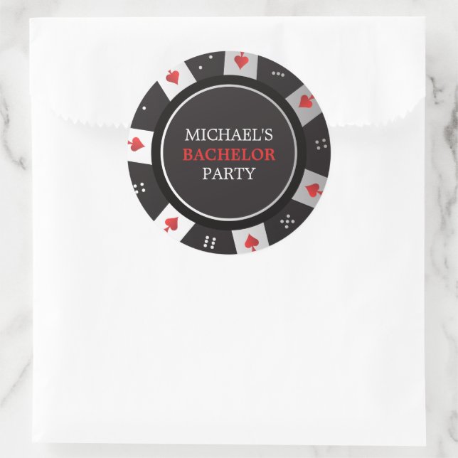 Poker Night Bachelor Party Las Vegas Casino Classic Round Sticker (Bag)