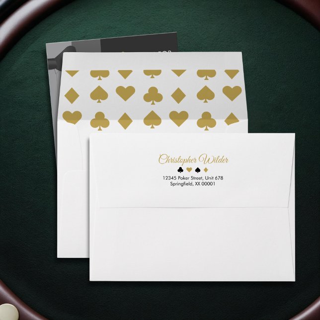 Poker Night Bachelor Party Return Address Envelope (Return address envelope to add a touch of elegance to your Black Tie Poker Night Bachelor Party)