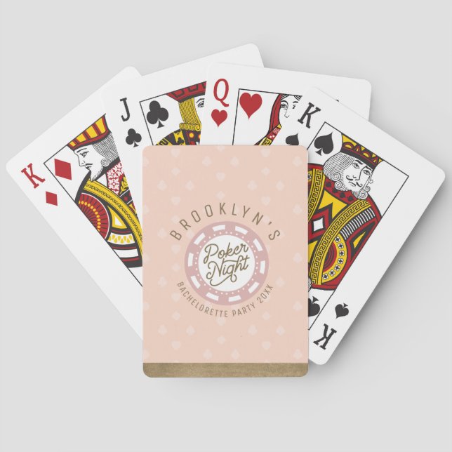 Poker Night Bachelorette Party Blush Pink & Gold Playing Cards (Back)