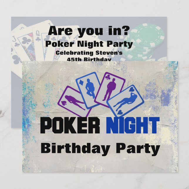 Poker Night Birthday Party Invitation (Front/Back)
