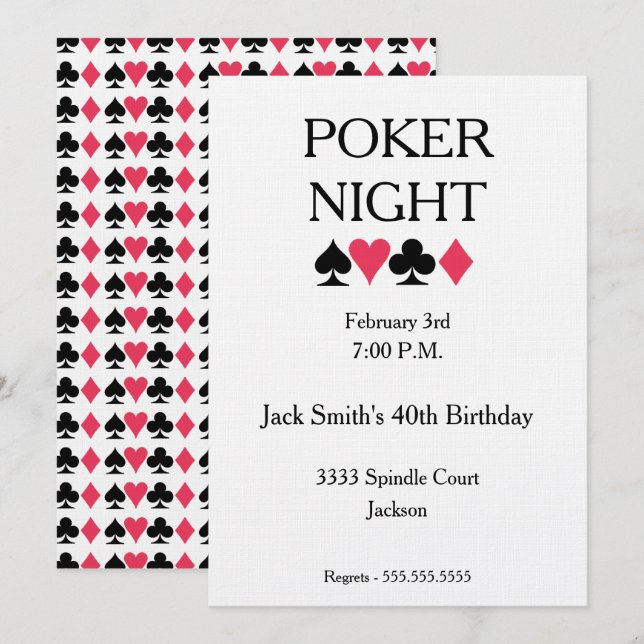 Poker Night Birthday Party Invitation (Front/Back)