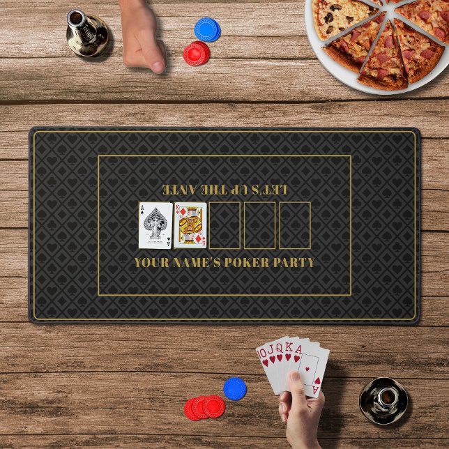 Poker Night Classy Men's Texas Hold'em Black Gold  Desk Mat (In Situ)