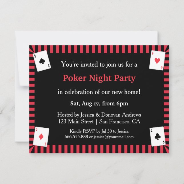 Poker Night Housewarming Party Invitations (Front)