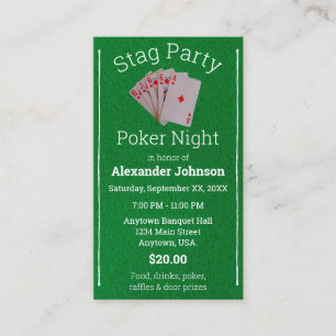 Poker Night Playing Cards Stag Party Ticket