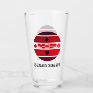 Poker night red black personalizable glass