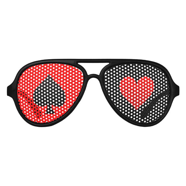 poker night spade and heart party sunglasses (Front)