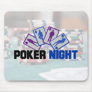 Poker Night with Playing Cards and Poker Chips Mouse Mat