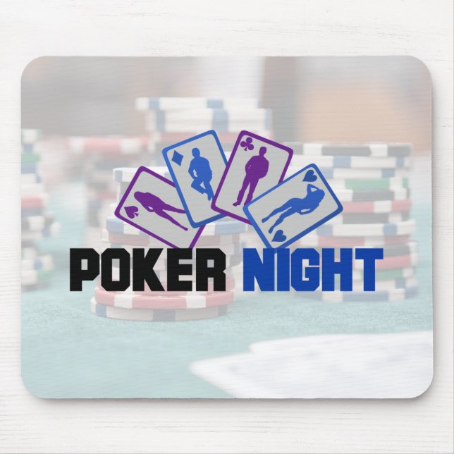 Poker Night with Playing Cards and Poker Chips Mouse Mat (Front)