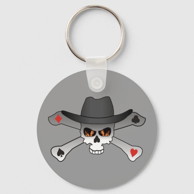 Poker Outlaw-skull Key Ring (Front)