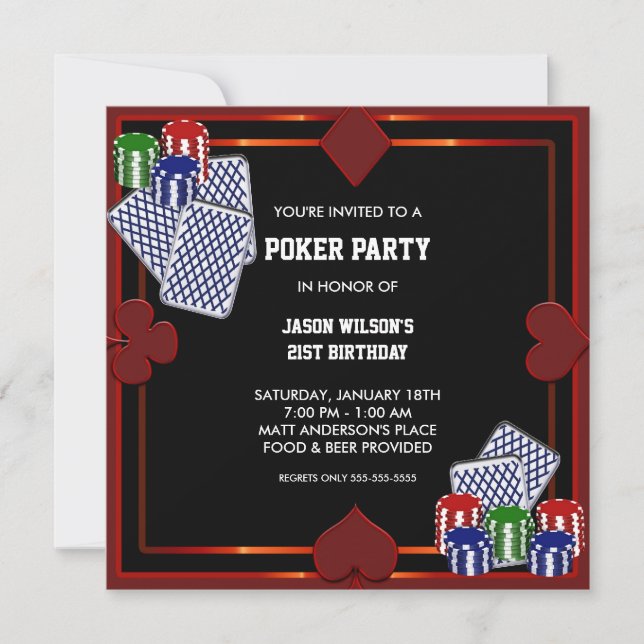 Poker Party Birthday Party Invitation (Front)