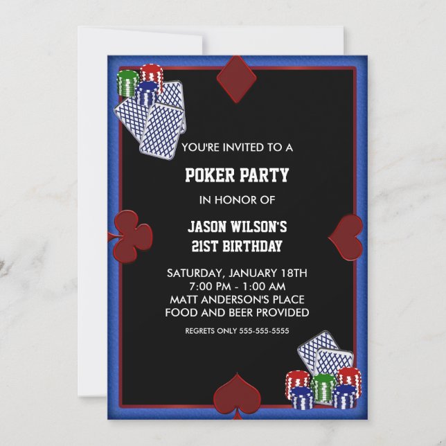 Poker Party Birthday Poker Party Invitations (Front)