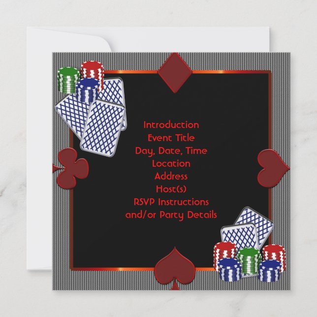 Poker Party Invitation Template (Front)
