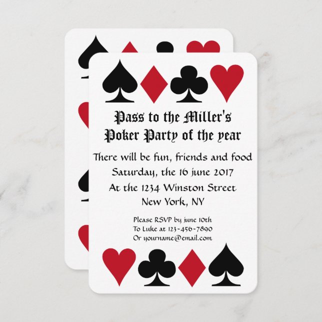 Poker Party Invitation Template B (Front/Back)