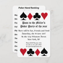 Poker Party Invitation With Hand Ranking Reminder