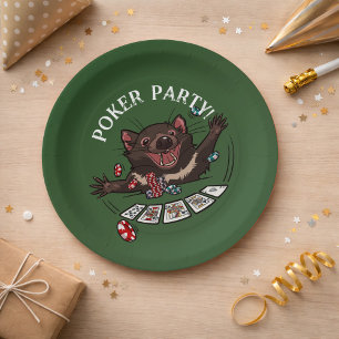 Poker Party Royal Flush Tasmanian Devil Cartoon Paper Plate