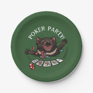 Poker Party Royal Flush Tasmanian Devil Cartoon Paper Plate