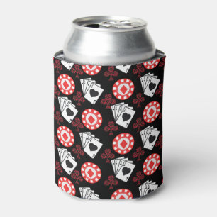 Poker Pattern Aces Crosses Playing Cards Trendy Can Cooler