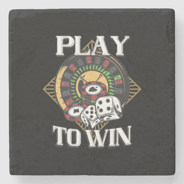 Poker Play To Win Stone Coaster (Front)