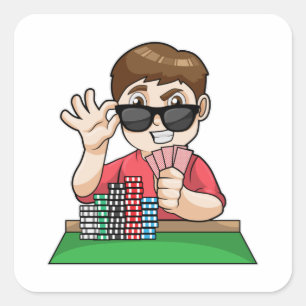 Poker player at Poker with Sunglasses Square Sticker