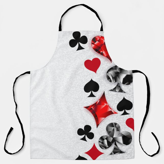 Poker Player Gambler Playing Card Suits Las Vegas Apron (Front)