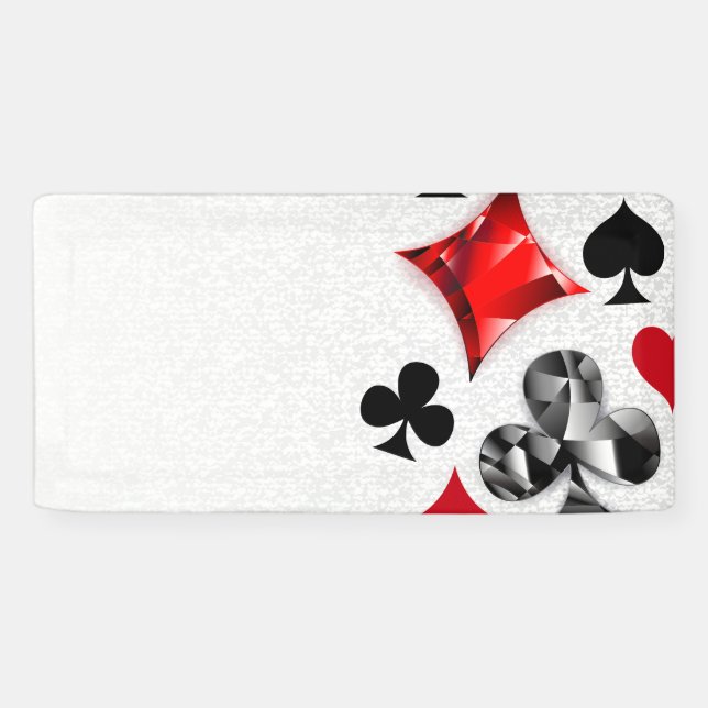 Poker Player Gambler Playing Card Suits Las Vegas Banner (Horizontal)
