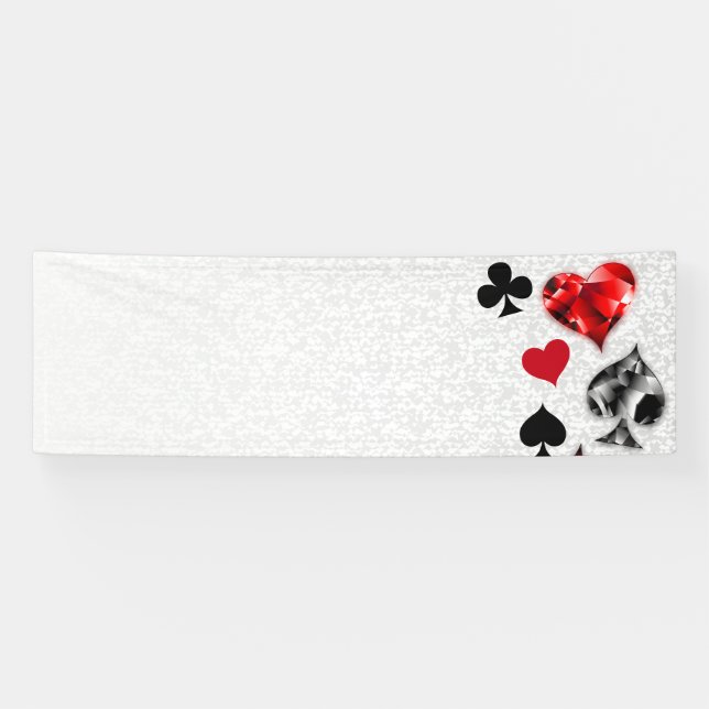 Poker Player Gambler Playing Card Suits Las Vegas Banner (Horizontal)