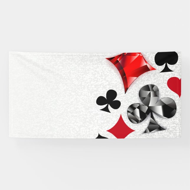 Poker Player Gambler Playing Card Suits Las Vegas Banner (Horizontal)