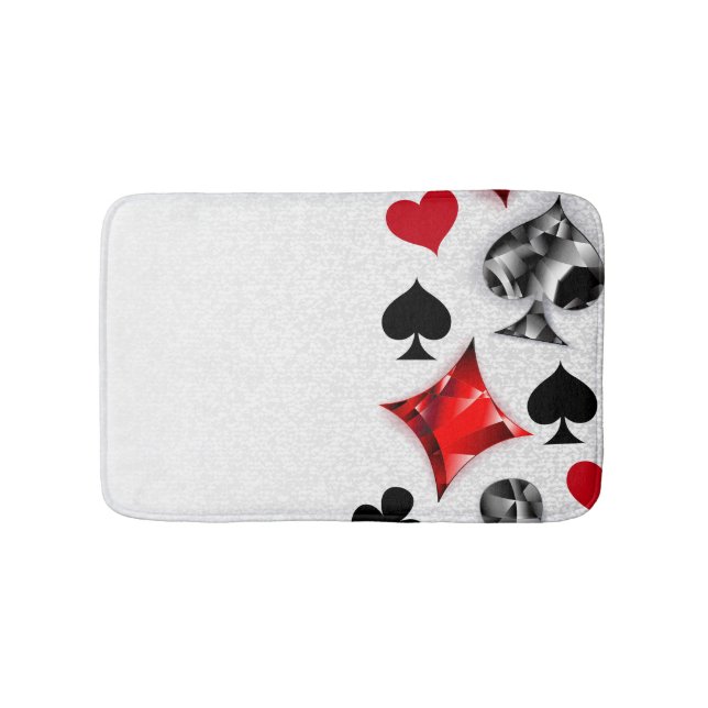 Poker Player Gambler Playing Card Suits Las Vegas Bath Mat (Front)