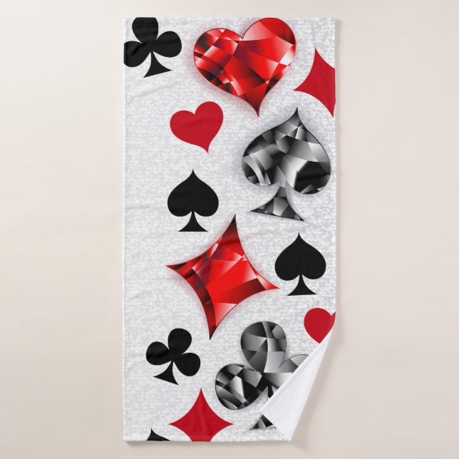 Poker Player Gambler Playing Card Suits Las Vegas Bath Towel (Bath Towel)