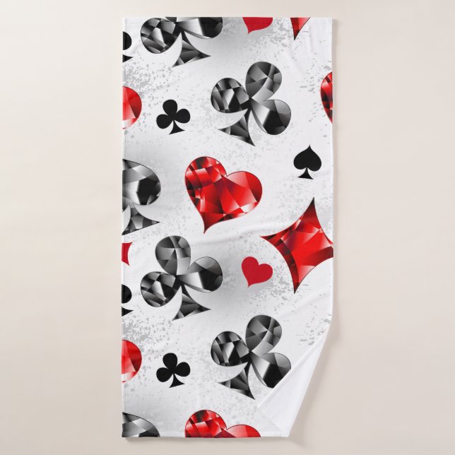 Poker Player Gambler Playing Card Suits Las Vegas Bath Towel (Bath Towel)