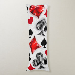 Poker Player Gambler Playing Card Suits Las Vegas Body Cushion
