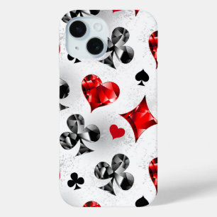Poker Player Gambler Playing Card Suits Las Vegas iPhone 15 Case