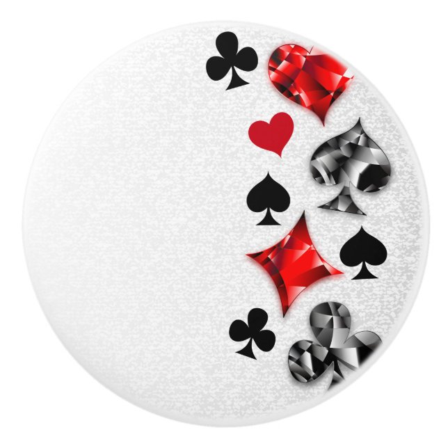 Poker Player Gambler Playing Card Suits Las Vegas Ceramic Knob (Front)