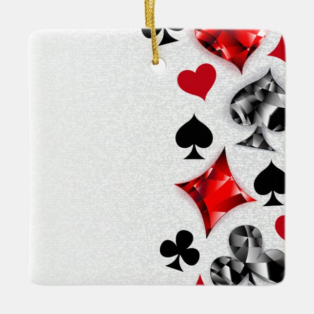 Poker Player Gambler Playing Card Suits Las Vegas Ceramic Ornament (Front)