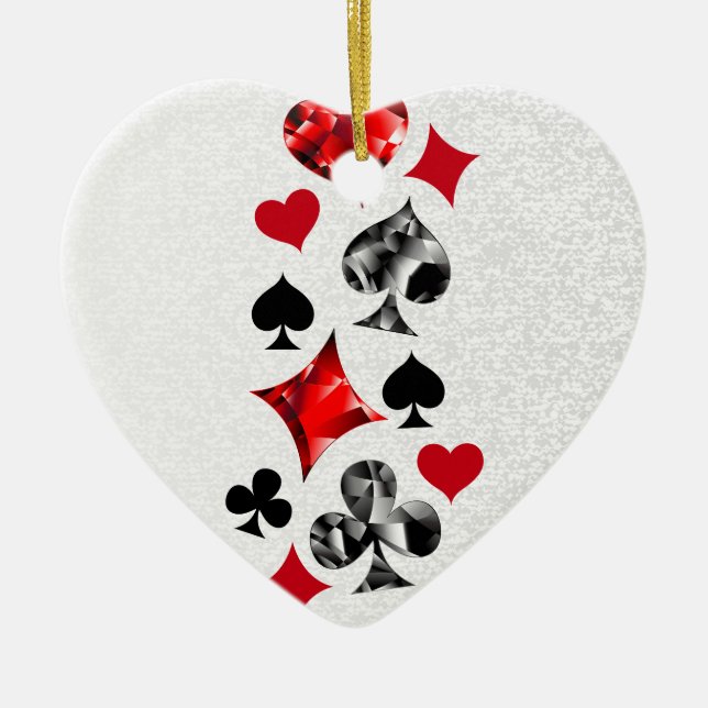Poker Player Gambler Playing Card Suits Las Vegas Ceramic Tree Decoration (Front)