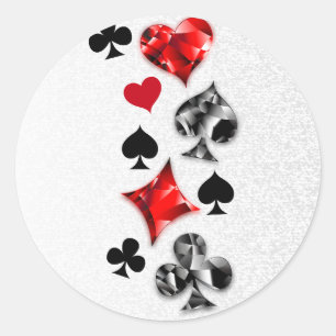 Poker Player Gambler Playing Card Suits Las Vegas Classic Round Sticker