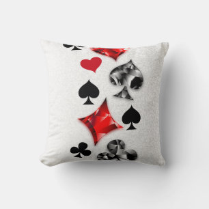 Poker Player Gambler Playing Card Suits Las Vegas Cushion