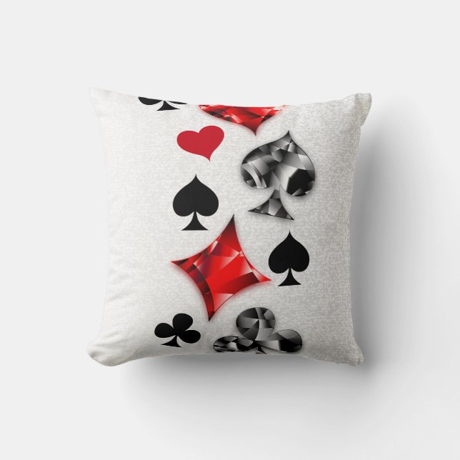 Poker Player Gambler Playing Card Suits Las Vegas Cushion (Front)