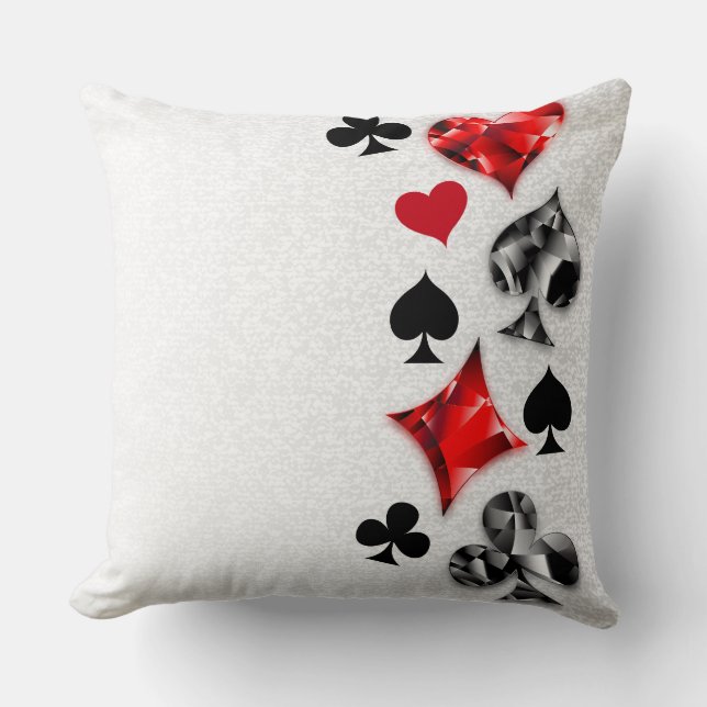 Poker Player Gambler Playing Card Suits Las Vegas Cushion (Front)