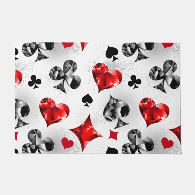 Poker Player Gambler Playing Card Suits Las Vegas Doormat (Front)
